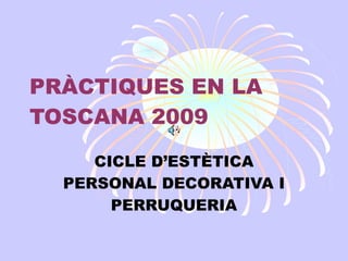 PRÀCTIQUES EN LA TOSCANA 2009 CICLE D’ESTÈTICA PERSONAL DECORATIVA I PERRUQUERIA 