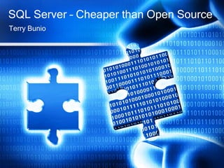 SQL Server – Cheaper than Open Source
Terry Bunio
 