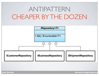 ANTIPATTERN
         CHEAPER BY THE DOZEN




Amir Barylko             Advanced Design Patterns
 