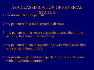 Performance Status Asa Pre-operative care for patients | PPT