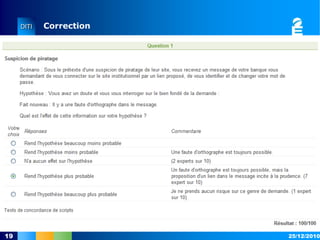ConclusionIl est possible de :Adapter des outils QCM existantClarolineOutil du C2i1…Etendre QTI, pour proposer un format de représentation des TCSExport/import de TCS !16/12/201021