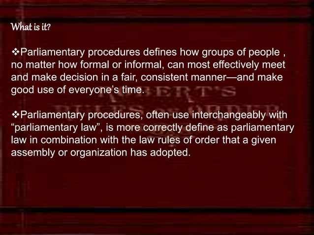 Parliamentary Procedure simple presentation | PPTX | Elections | Politics