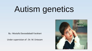 Autism genetics
1
By : Mostafa Davoodabadi Farahani
Under supervision of : Dr. M. Entezam
 