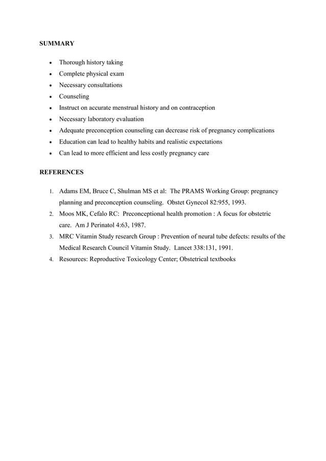 PRECONCEPTION CARE/ COUNSELLING | PDF