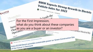 For the First Impression,
what do you think about these companies
as you are a buyer or an investor?
 