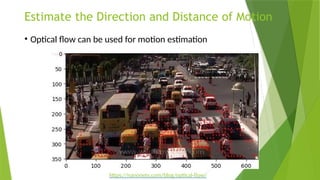 Estimate the Direction and Distance of Motion
• Optical flow can be used for motion estimation
https://nanonets.com/blog/optical-flow/
 