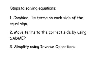 Pre-Alg 5.5 Equations with Mixed Operations | PDF