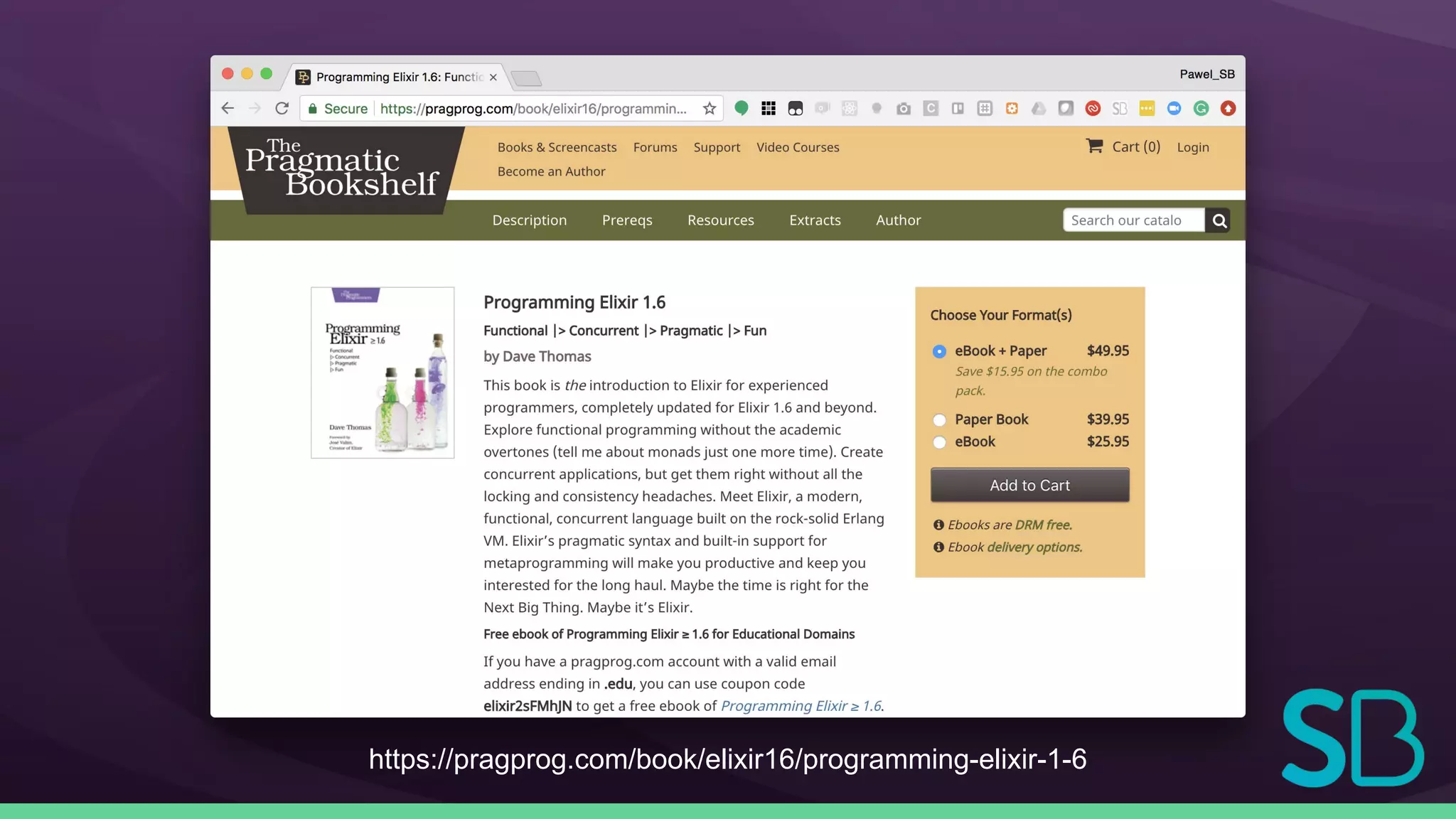 https://pragprog.com/book/elixir16/programming-elixir-1-6
 