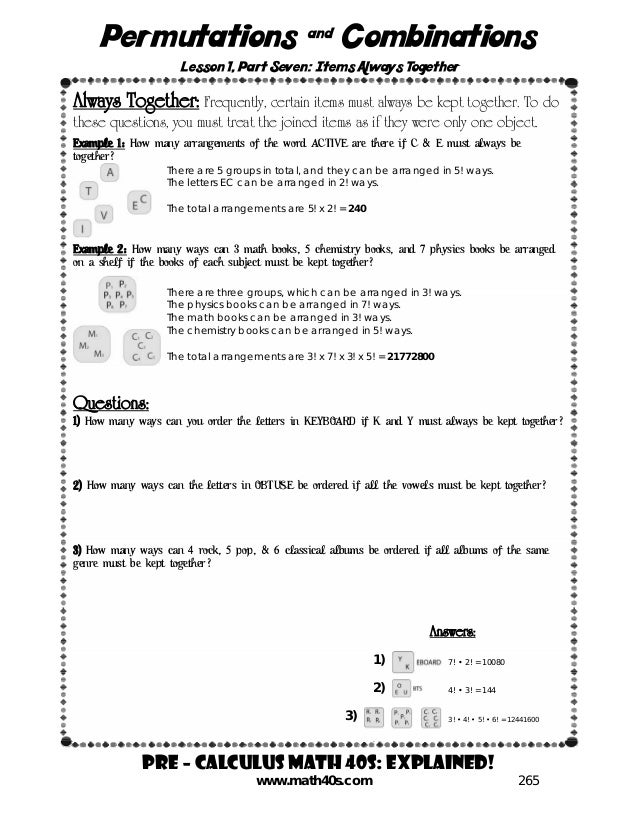 Pre calculus math 40s permutations & combinations lesson 1