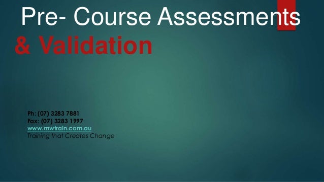 pre course assessment validation v2