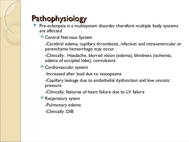 Pre eclampsia; eclampsia