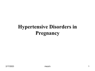 2/17/2023 meza's 1
Hypertensive Disorders in
Pregnancy
 
