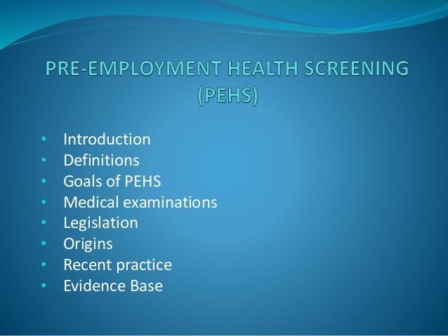 Pre Employment Health Screening