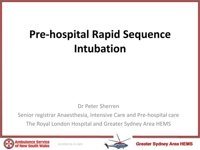 Pre hospital rapid sequence intubation | PPT
