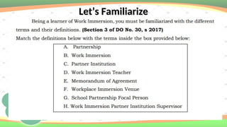 Let’s Familiarize
Let’s Familiarize
 