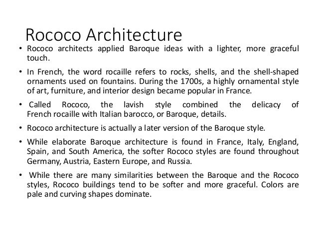 baroque architecture characteristics Baroque architecture is distinguished primarily by richly sculpted surfaces whereas renaissance architects preferred planar classicism (flat surfaces veneered in. baroque architecture characteristics Baroque architecture is distinguished primarily by richly sculpted surfaces whereas renaissance architects preferred planar classicism (flat surfaces veneered in.