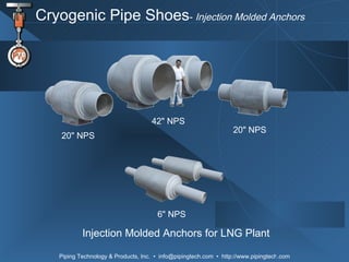 Cryogenic Pipe Shoes -  Injection Molded Anchors Injection Molded Anchors for  LNG Plant 20 "  NPS 42" NPS 20 "  NPS 6 "  NPS 