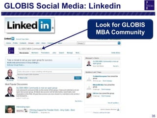 35
GLOBIS Social Media: Linkedin
Look for GLOBIS
MBA Community
 