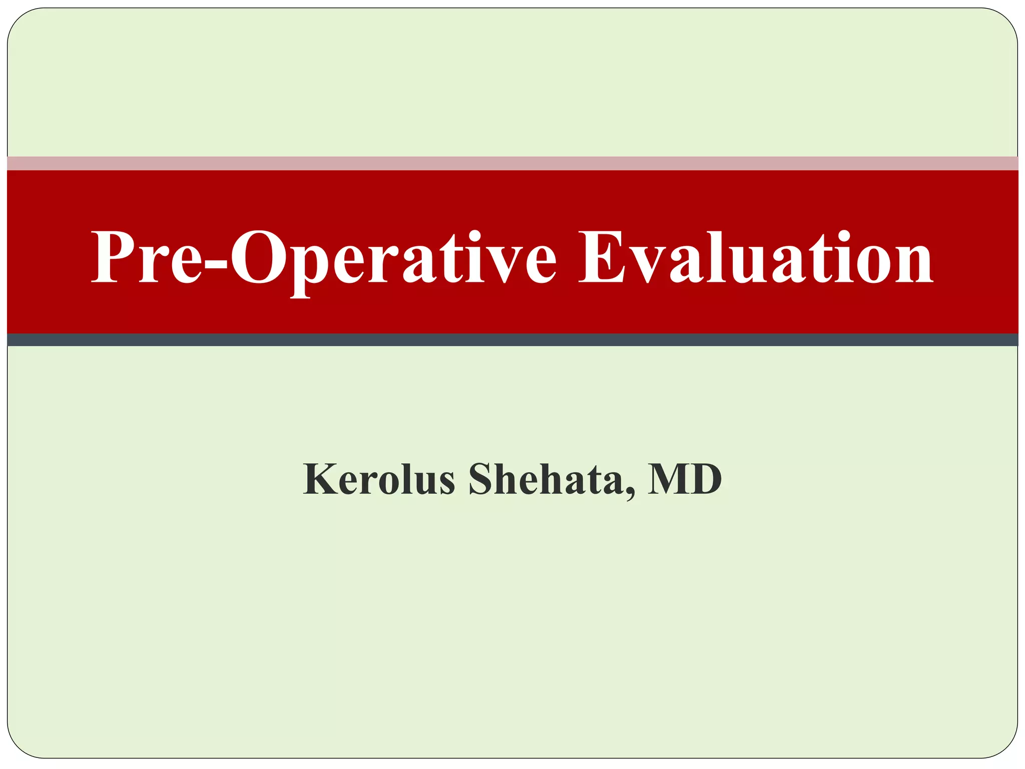 Preoperative evaluation | PDF