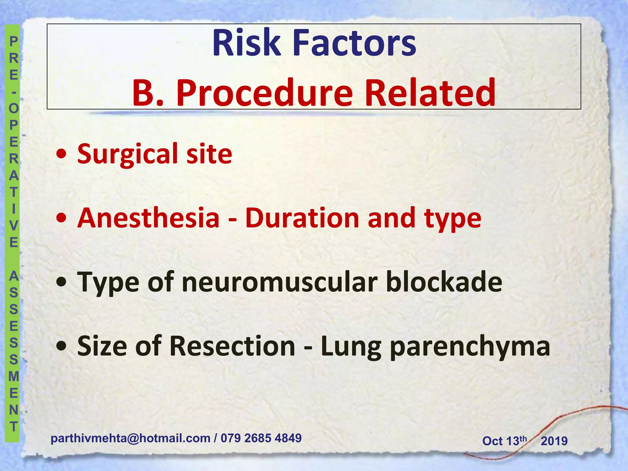 Pre operative pulmonary evaluation 2019 | PPTX