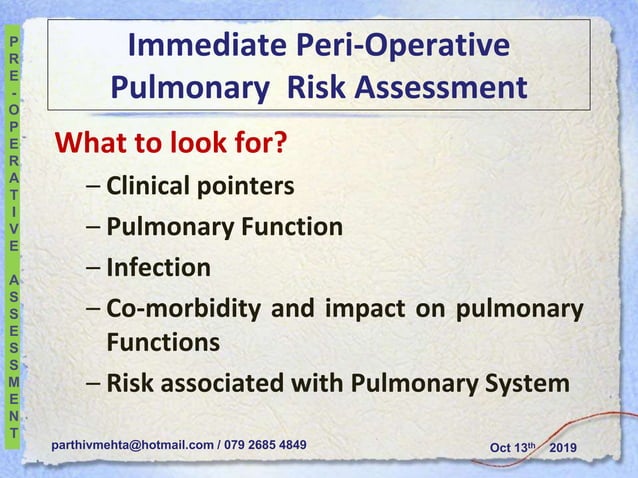 Pre operative pulmonary evaluation 2019 | PPTX