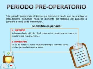 PRE-OPERATORIO de acuerdo a la salud de enfermeria | PDF