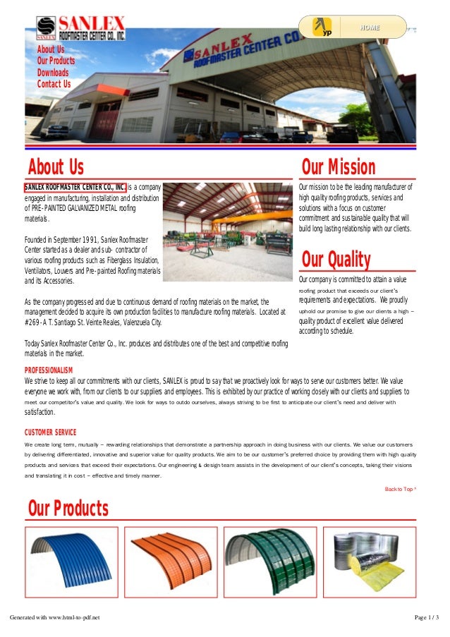 Prepainted Roofing materials Sanlex Roofmaster Center