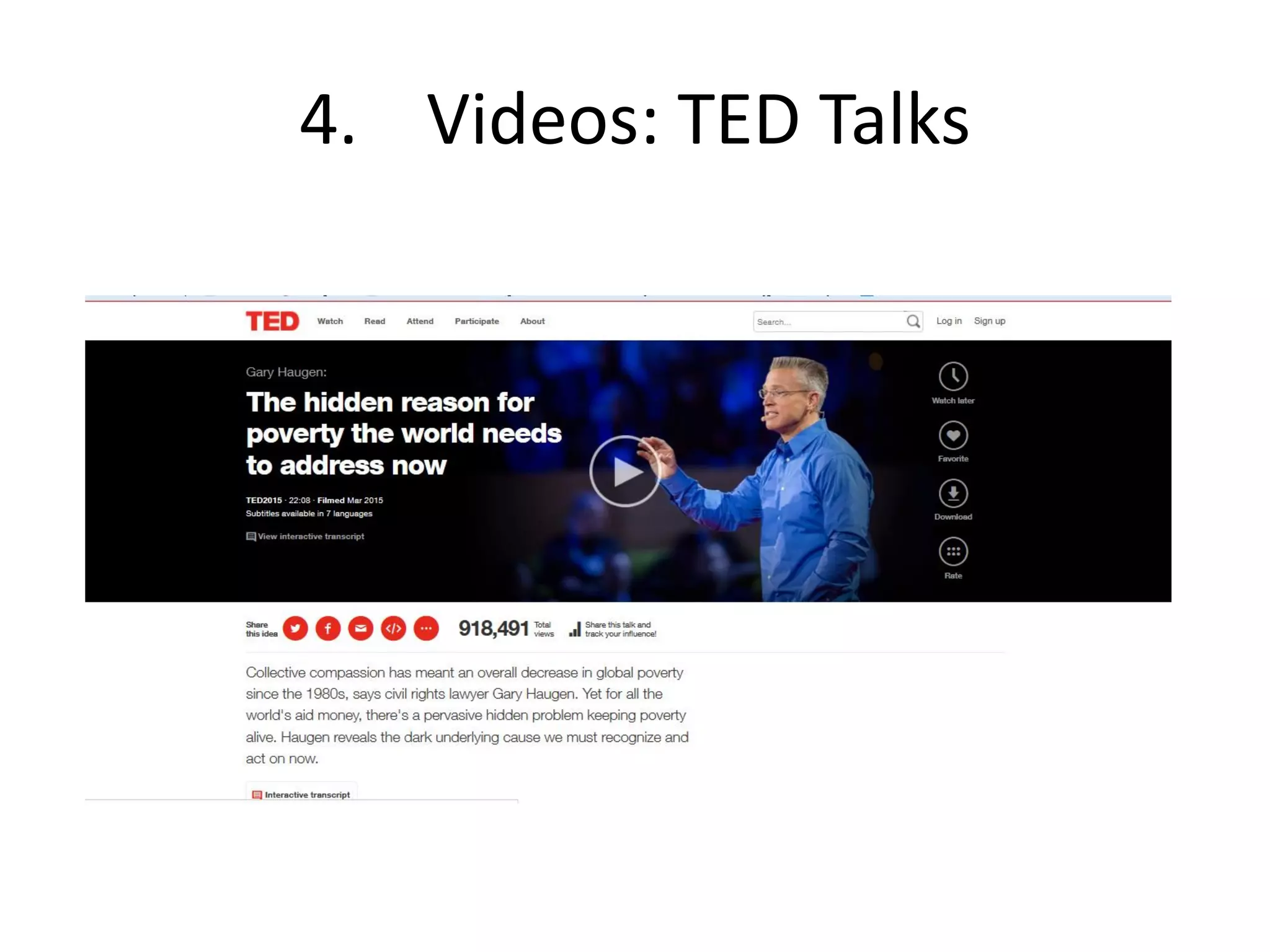 4. Videos: TED Talks
 