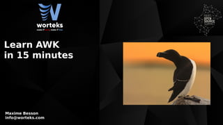 Learn AWK
in 15 minutes
Maxime Besson
info@worteks.com
 