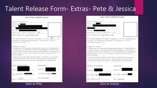 Talent Release Form- Extras- Pete & Jessica
Sean as Pete Zara as Jessica
 