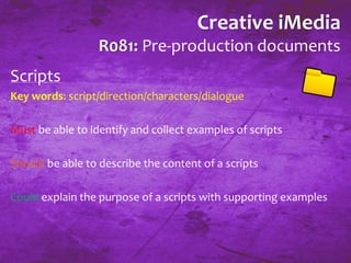 Scripts Pre Production Document Pre production documents | PPTX