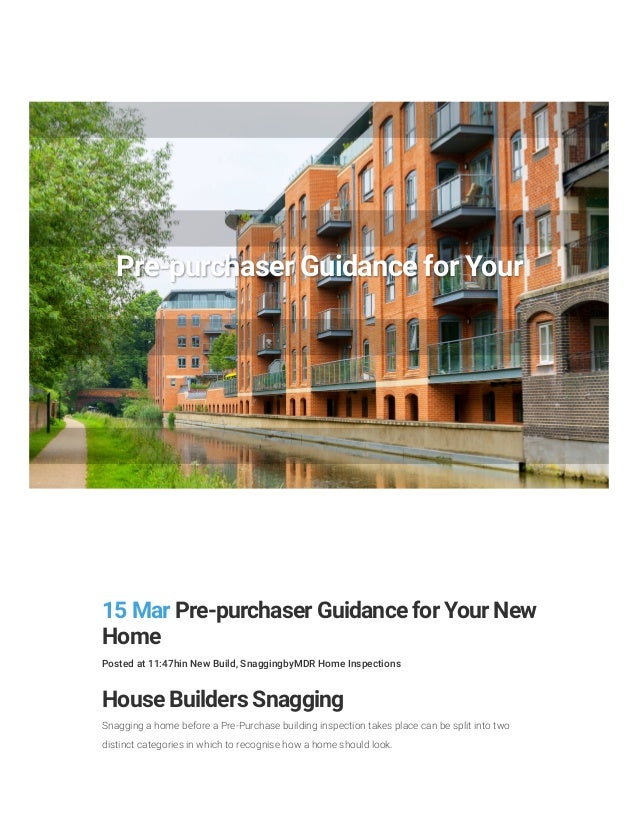 pre purchaser guidance new home new house snagging