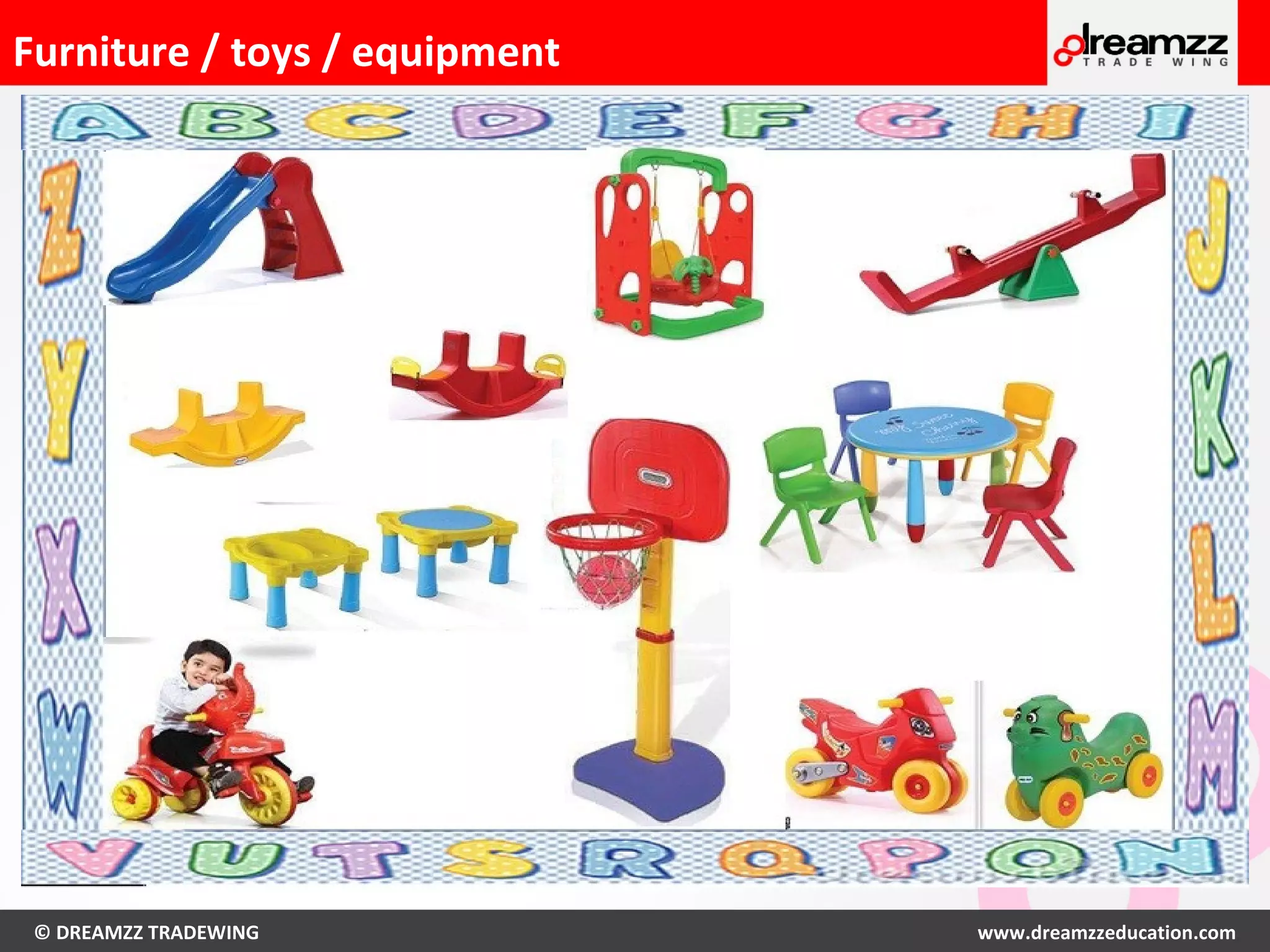 © DREAMZZ TRADEWING www.dreamzzeducation.com
Furniture / toys / equipment
 