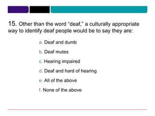 Deaf Examples Pre-Unit Deaf Awareness (With Quiz) | PPTX