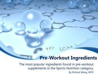 Pre-Workout Ingredients
The most popular ingredients found in pre-workout
supplements in the Sports Nutrition category.
By Richard Wang, MPH

 