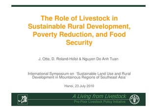 The Role of Livestock in Sustainable Rural Development, Poverty ...