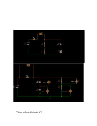 Valores medidos del circuito N°2
 