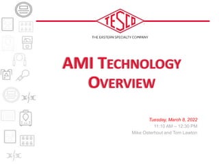 AMI TECHNOLOGY
OVERVIEW
Tuesday, March 8, 2022
11:10 AM – 12:30 PM
Mike Osterhout and Tom Lawton
 