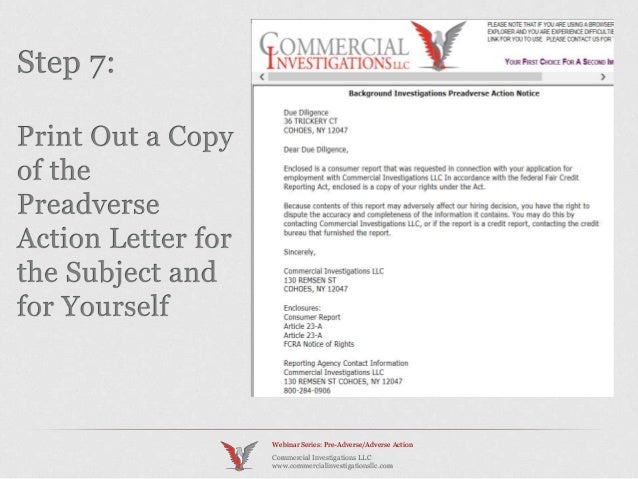 preadverse adverse action ci webinar series february 2014 pre adverse action letter
