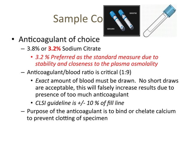 Preanalytical Variables In Coagulation Testing Preanalytical Variables In Coagulation Testing