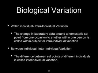 Preanalytical variables and Biological Variation | PPTX