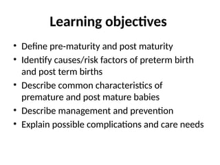 pre and post maturity, importance of kangaroo care | PPTX
