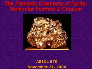 The Prebiotic Chemistry of Pyrite: Molecular Scaffold & Catalyst ABIOL 570 November 21, 2004 