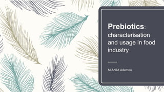 Prebiotics:
characterisation
and usage in food
industry
M.ANZA Adamou
 