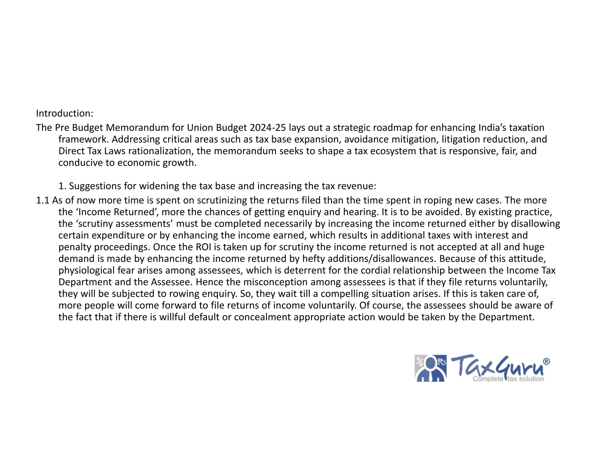 Pre Budget Memorandum 202425Tax Base, Avoidance, Litigations.pptx
