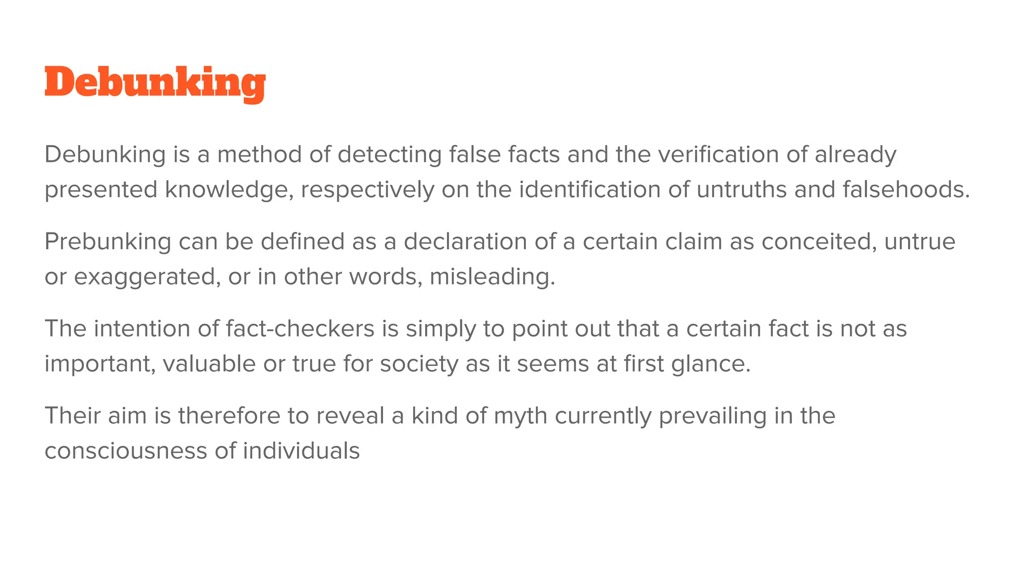 Prebunking and Debunking in Fact-checking | PDF