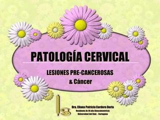 PATOLOGÍA CERVICAL LESIONES PRE-CANCEROSAS & Cáncer Dra. Eliana Patricia Cordero Doria Residente de III año Ginecobstetricia Universidad del Sinú  - Cartagena 
