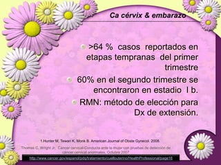 TRAQUELECTOMÍA RADICALIndicacionesDeseo de preservación de fertilidadEtapa IA2 y IB1 FIGOHistologíaepidermoide o adenocarcinomaTumor <2 cm de diámetroCompromisoendocervicallimitado o mínimoSergio Pecorelli. “Revised FIGO staging for carcinoma of the vulva,cervix and endometrium”. International Journal of Gynecology and Obstetrics105:103-104,2009http://www.cancer.gov/espanol/pdq/tratamiento/cuellouterino/HealthProfessional/page16