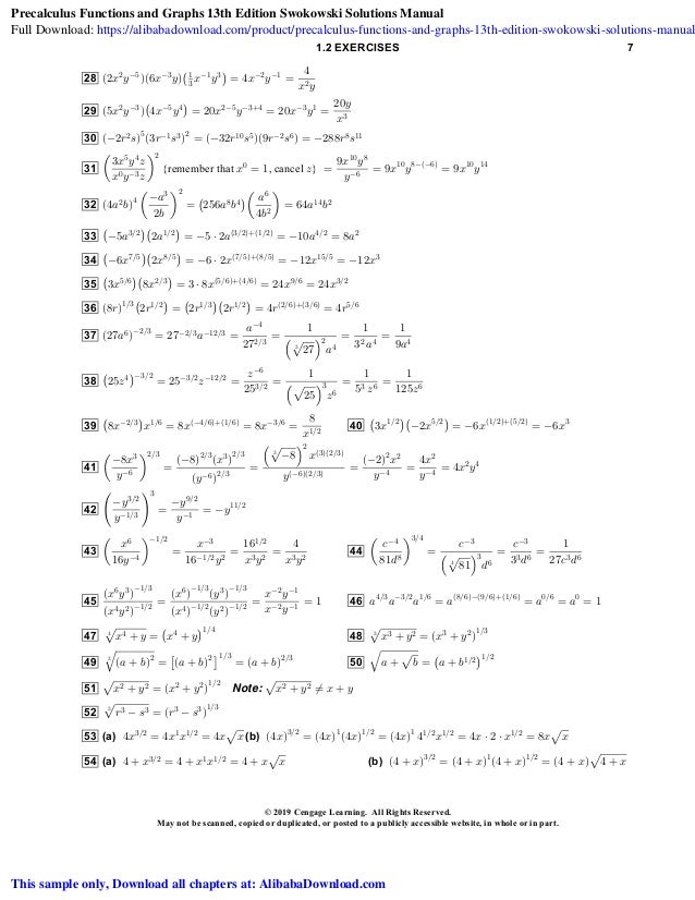Precalculus functions and graphs 13th edition swokowski solutions man 