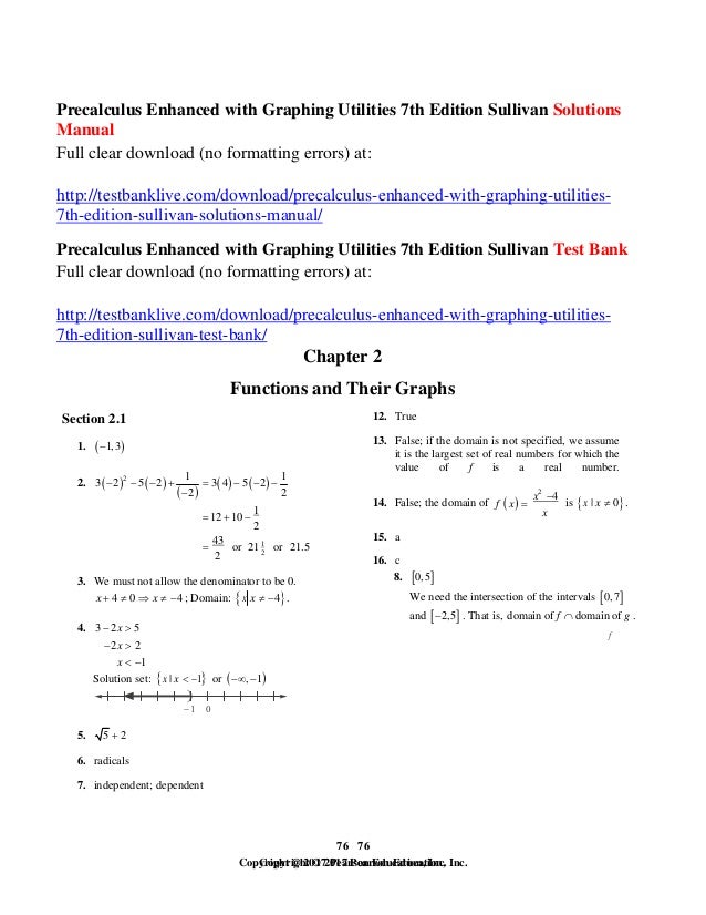 Precalculus enhanced with graphing utilities 7th edition sullivan ...
